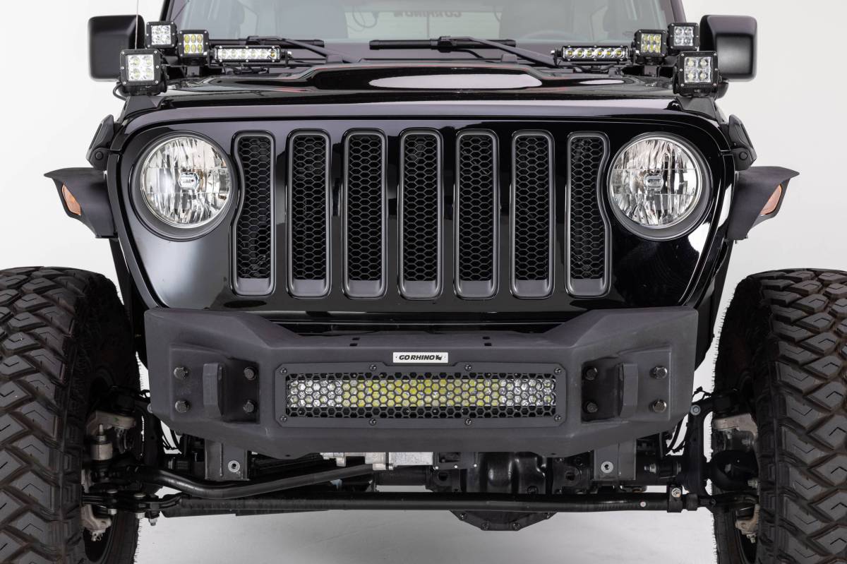 Go Rhino Rockline Winch & LED Ready Front Stubby Bumper, JK, JL and JT  Wrangler #331100T Rockline Winch & LED Ready Front Stubby Bumper, JK, JL  and JT Wrangler | Nelson Truck