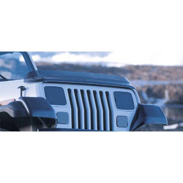 Rugged Ridge Hood Bug Deflector, Smoke; 87-06 Jeep Wrangler YJ/TJ # Hood  Bug Deflector, Smoke; 87-06 Jeep Wrangler YJ/TJ | Nelson Truck