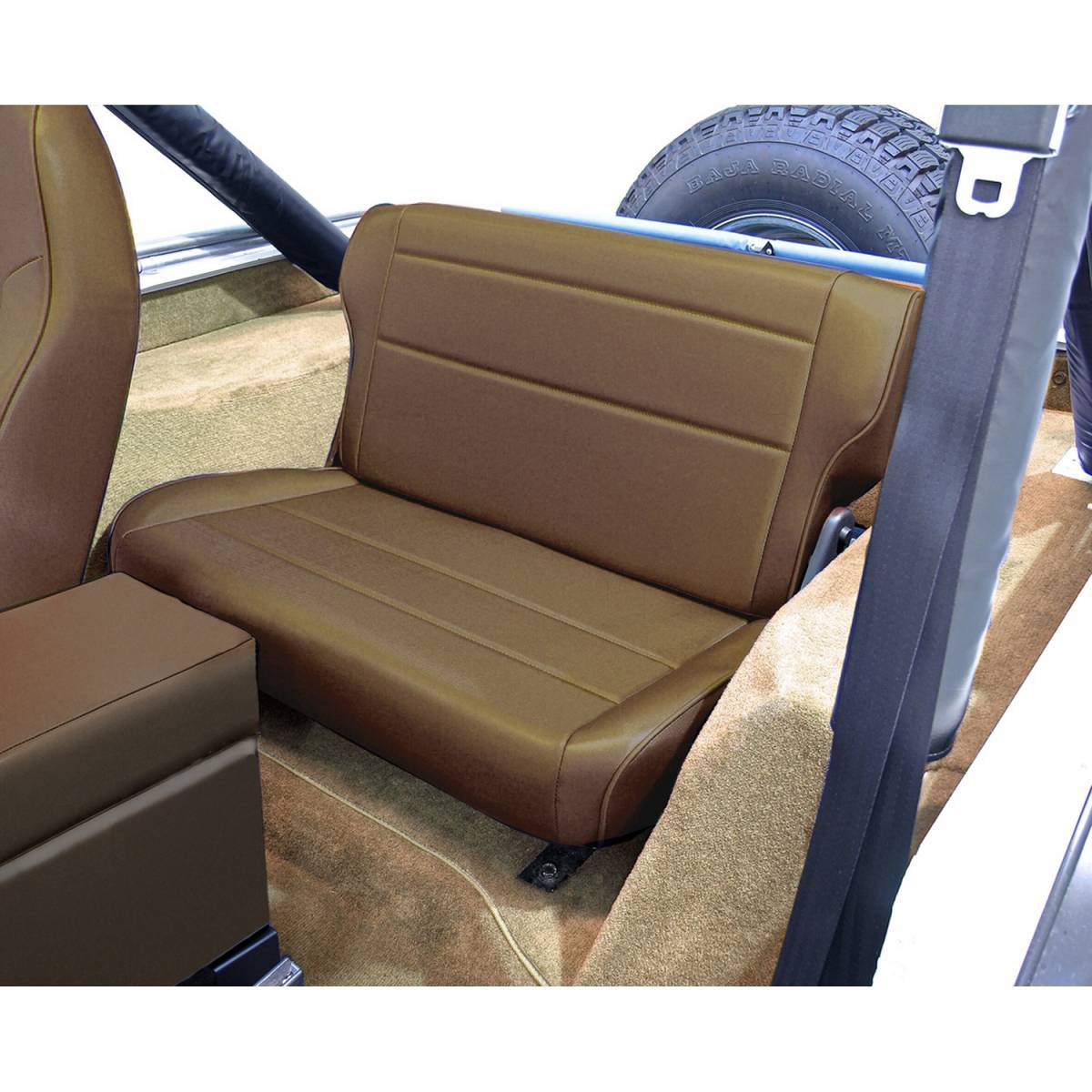 Rugged Ridge Seat, Rear, Fold/Tumble, Nutmeg; 76-95 Jeep CJ/Wrangler YJ  # Seat, Rear, Fold/Tumble, Nutmeg; 76-95 Jeep CJ/Wrangler YJ |  Nelson Truck
