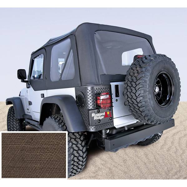 Rugged Ridge Soft Top, Door Skins, Khaki, Clear Windows; 03-06 Jeep  Wrangler TJ # Soft Top, Door Skins, Khaki, Clear Windows; 03-06 Jeep  Wrangler TJ | Nelson Truck