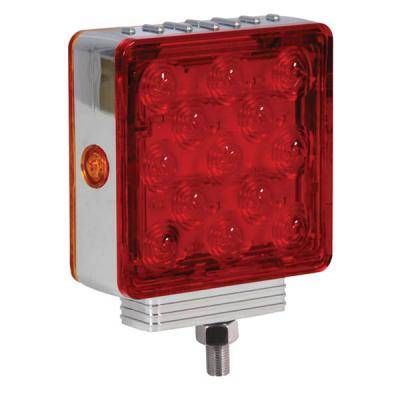 Maxxima - Maxxima Square Chrome Red / Amber STT / PFT Pedestal LH Single Post (M42360R/Y-A)