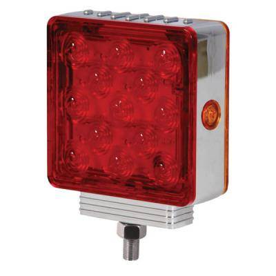 Maxxima - Maxxima Square Chrome Red / Amber STT / PFT Pedestal RH Single Post (M42361R/Y-A)