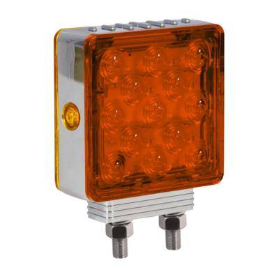 Maxxima - Maxxima Square Chrome Double Face Pedestal Amber / Amber (M42364Y/Y)