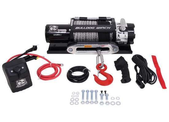 Bulldog Winch - Bulldog Winch 12000lb Trailer Winch, Synthetic Rope, Hawse Fairlead (10040)