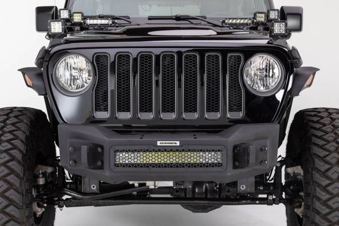 Go Rhino - Go Rhino - 331100T - Rockline Winch & LED Ready Front Stubby Bumper, JK, JL and JT Wrangler
