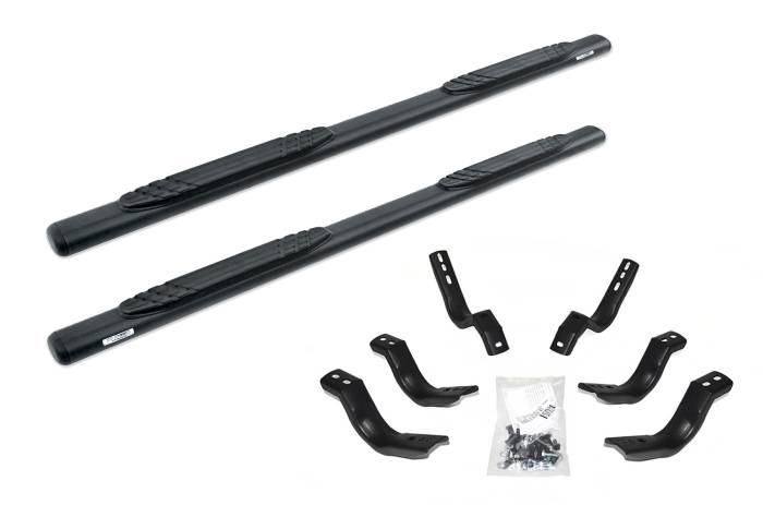 Go Rhino - Go Rhino - 684434680T - 4in OE Xtreme SideSteps Kit - Textured Black + 4 Brackets Per Side (Gas Only)