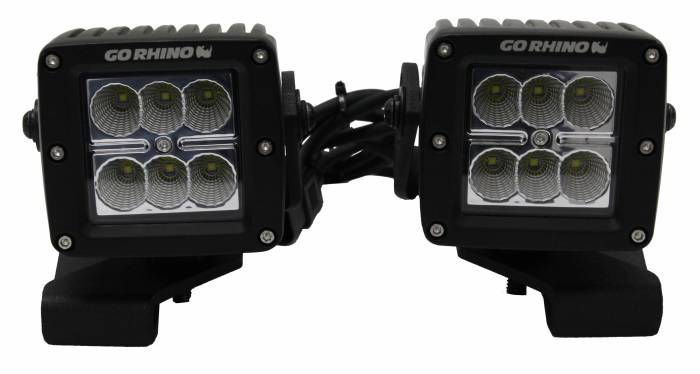 Go Rhino - Go Rhino - 732230T - Jeep Wrangler JL & JLU Center Hood Mount for 3 inch Cube LED Lights