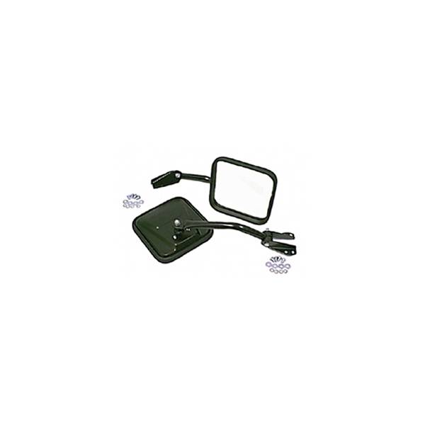 Rugged Ridge - Side Mirrors with Convex Glass, Black; 55-86 Jeep CJ Models