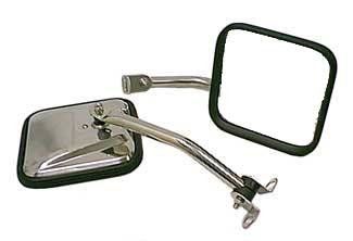 Rugged Ridge - CJ-Style Side Mirror Kit, Stainless Steel; 87-95 Jeep Wrangler YJ