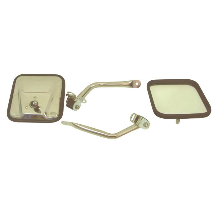 Rugged Ridge - CJ-Style Side Mirror Kit, Stainless Steel; 97-06 Jeep Wrangler TJ