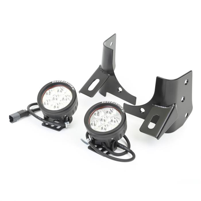 Rugged Ridge - Windshield Bracket LED Kit, Black, Round; 97-06 Jeep Wrangler TJ