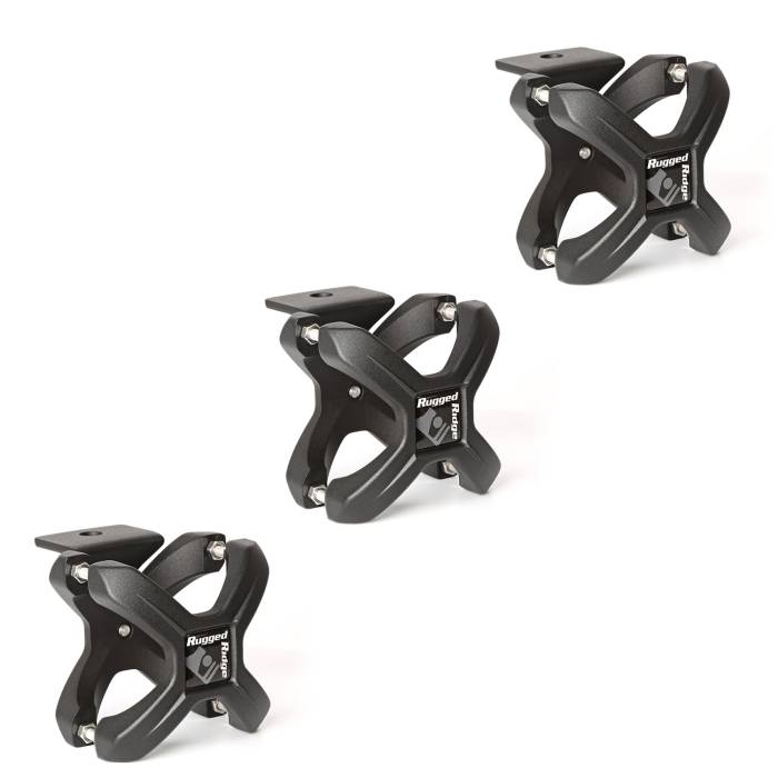 Rugged Ridge - X-Clamp, Textured Black, 3 Pieces, 2.25-3 Inches