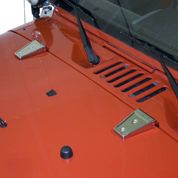 Rugged Ridge - Hood Hinge Covers, Stainless Steel; 07-16 Jeep Wrangler JK