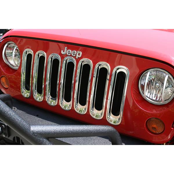 Rugged Ridge - Grille Inserts, Chrome; 07-16 Jeep Wrangler JK