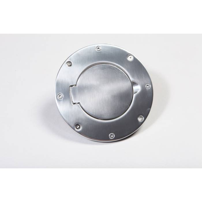 Rugged Ridge - Non-Locking Gas Cap Door, Polished Aluminum; 97-06 Jeep Wrangler TJ