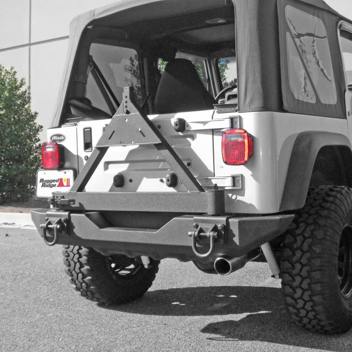 Rugged Ridge - Tire Carrier, XHD Rear Bumper; 76-06 Jeep CJ/Wrangler YJ/TJ