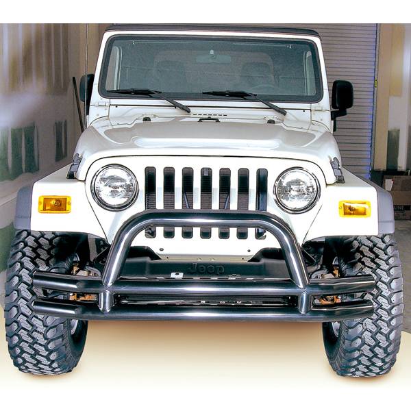 Rugged Ridge - Double Tube Front Bumper w/ Hoop, 3 Inch; 76-06 Jeep CJ/Wrangler YJ/TJ