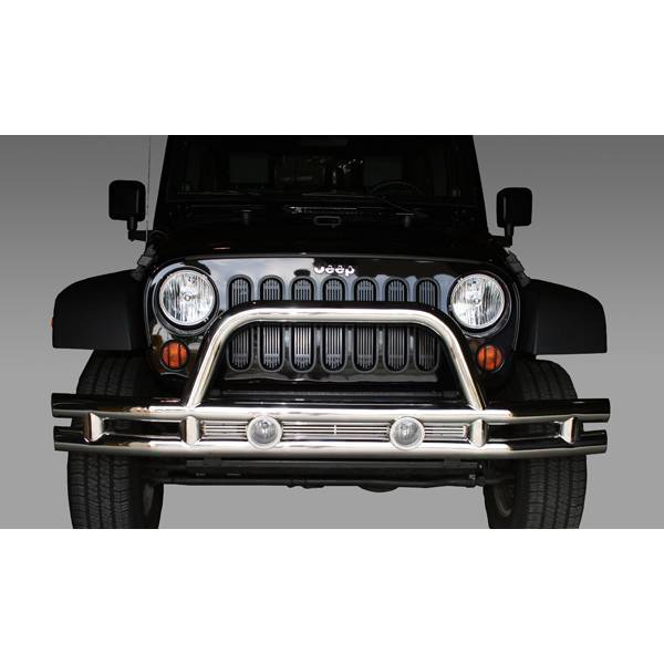 Rugged Ridge - Tube Front Bumper, 3 Inch, Stainless Steel; 07-16 Jeep Wrangler JK