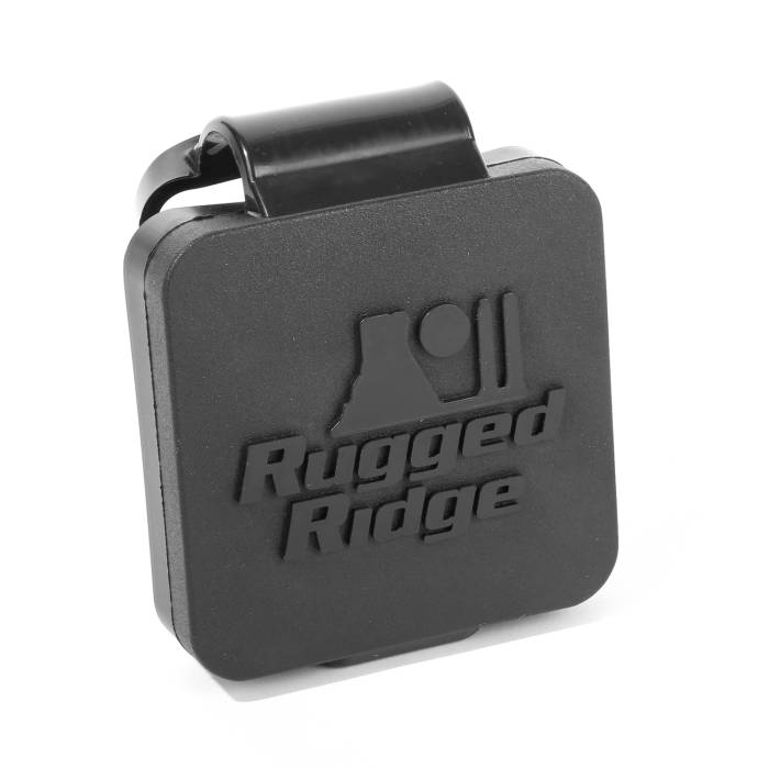 Rugged Ridge - 2 Inch Receiver Hitch Plug, Black, Rugged Ridge Logo