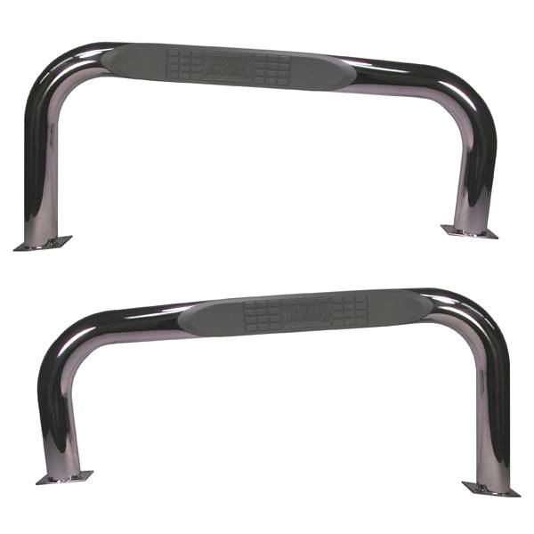 Rugged Ridge - Round Tube Side Steps, 3 Inch, Stainless Steel; 76-83 Jeep CJ7