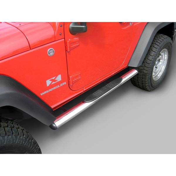 Rugged Ridge - 4 1/4 Inch Oval Side Steps, Stainless Steel; 07-16 Jeep Wrangler JK