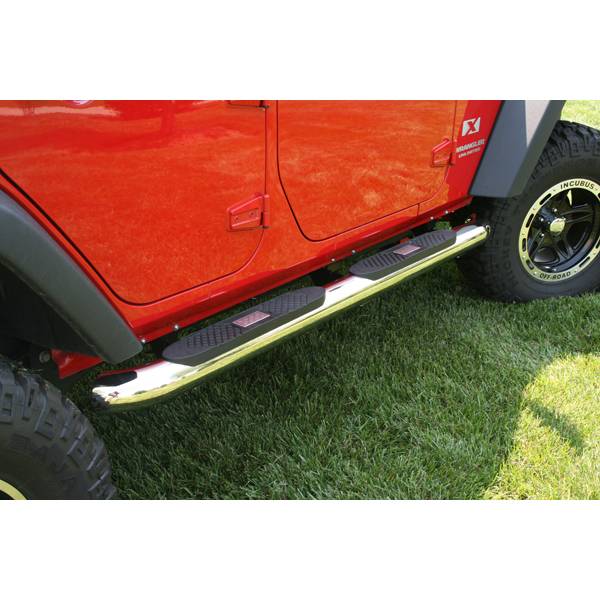 Rugged Ridge - 4 Inch Round Step, Stainless Steel; 07-16 Jeep Wrangler JKU