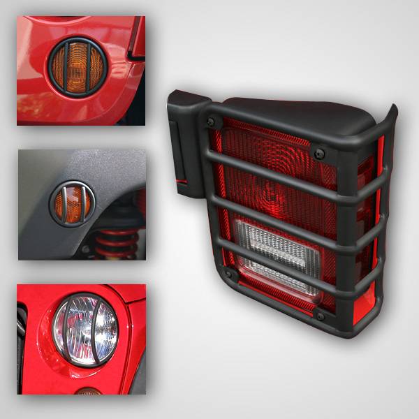Rugged Ridge - 8 Piece Euro Guard Light Kit, Black; 07-16 Jeep Wrangler JK