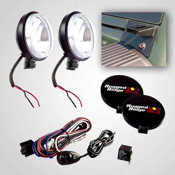 Rugged Ridge - Windshield Light Mount Kit; 07-16 Jeep Wrangler JK