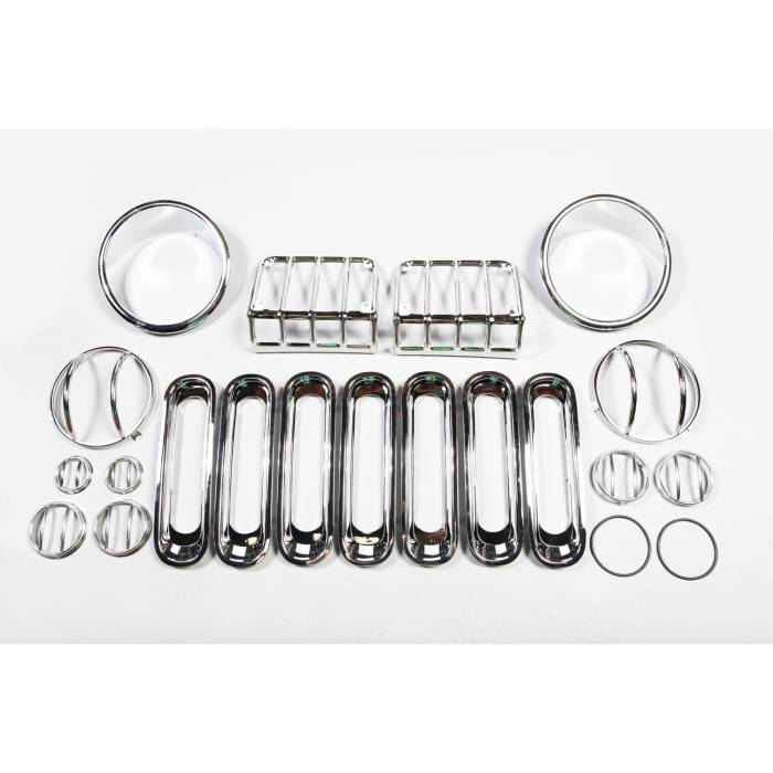 Rugged Ridge - 19 Piece Euro Guard Light Kit, Stainless Steel; 07-16 Jeep Wrangler JK