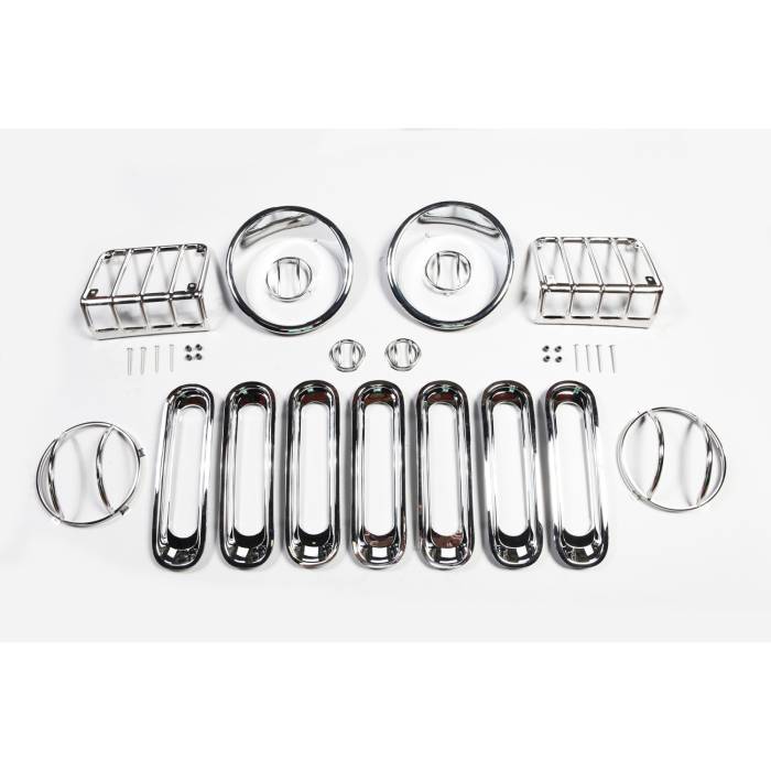 Rugged Ridge - 17 Piece Euro Guard Light Kit, Chrome; 07-16 Jeep Wrangler JK