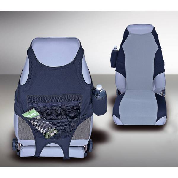 Rugged Ridge - Fabric Seat Protectors, Black/Gray; 76-06 Jeep CJ/Wrangler YJ/TJ
