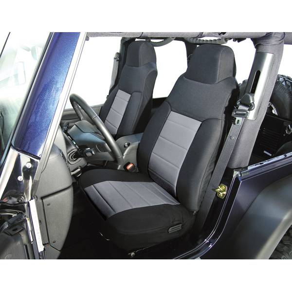 Rugged Ridge - Fabric Front Seat Covers, Gray; 76-90 Jeep CJ/Wrangler YJ