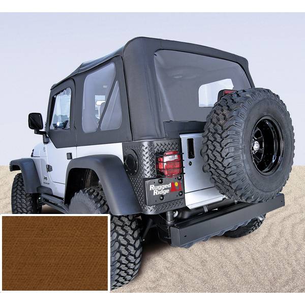 Rugged Ridge - Soft Top, Door Skins, Dark Tan, Clear Windows; 97-02 Jeep Wrangler TJ