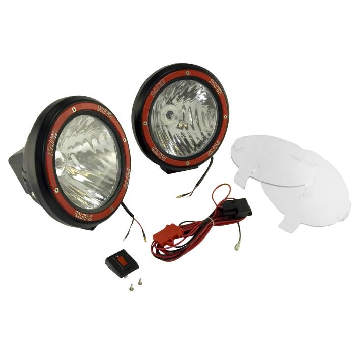 Rugged Ridge - 7 Inch Round HID Off Road Light Kit, Black Composite Housing, Pair