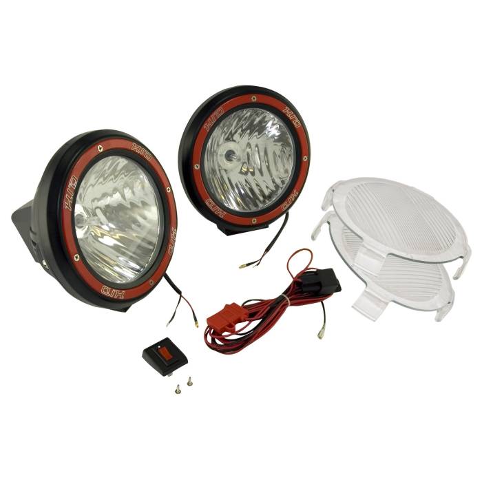 Rugged Ridge - 5 Inch Round HID Off Road Light Kit, Black Composite Housing, Pair