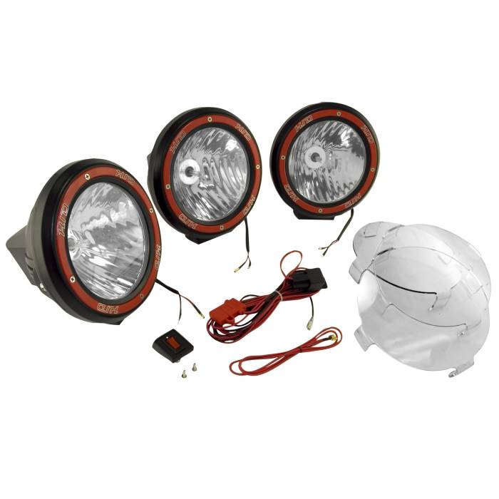Rugged Ridge - 7 Inch Round HID Off Road Light Kit, Black Composite Housing, Set of 3