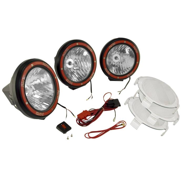 Rugged Ridge - 5 Inch Round HID Off Road Light Kit, Black Composite Housing, Set of 3