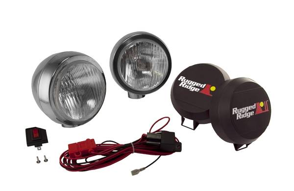 Rugged Ridge - 5 Inch Round HID Off Road Fog Light Kit, Stainless Steel Housing, Pair