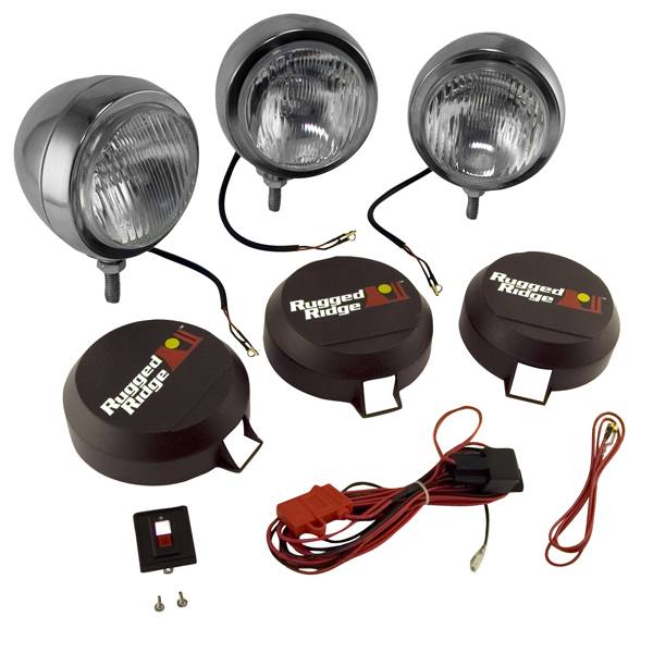 Rugged Ridge - 5 Inch Round HID Off Road Fog Light Kit, Stainless Steel Housing, Set