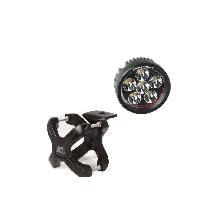 Rugged Ridge - X-Clamp and Round LED Light Kit, Large, Black, 1 Piece