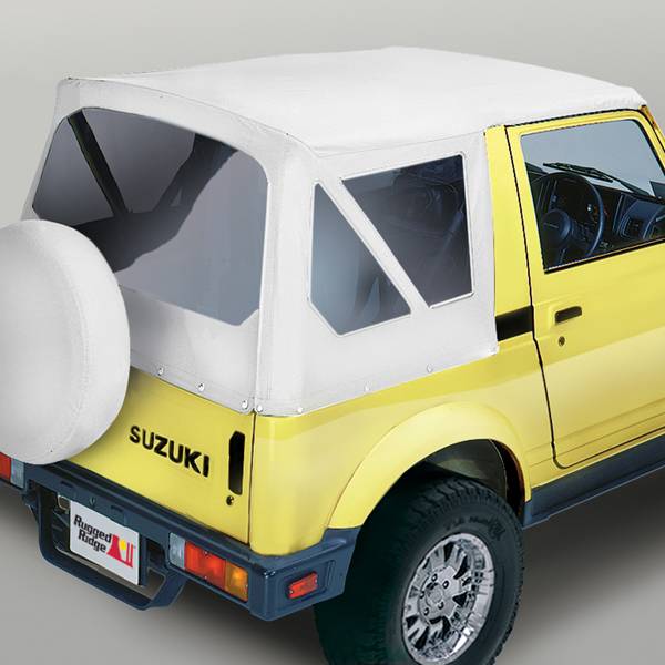 Rugged Ridge - Soft Top, White Denim, Clear Windows; 86-95 Suzuki Samurai