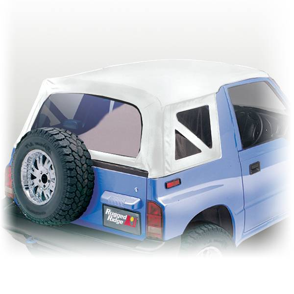 Rugged Ridge - Soft Top, White Denim, Clear Windows; 88-94 Suzuki Sidekicks