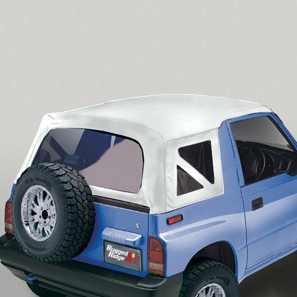 Rugged Ridge - Soft Top, White Denim, Clear Windows; 95-98 Suzuki Sidekicks
