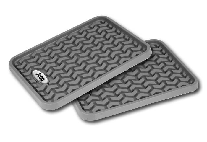 Rugged Ridge - Floor Liners, Rear, Gray, Jeep Logo, Universal