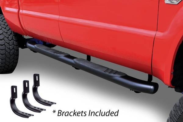 Big Country Truck Accessories - Big Country Truck Accessories - 395229801 - 5in WIDESIDER XL Side Bars Kit - 80in Long Black + Mounting Brackets