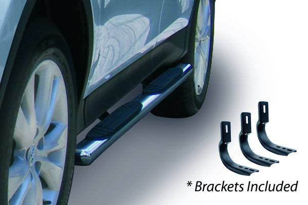 Big Country Truck Accessories - Big Country Truck Accessories - 394101876 - 4in WIDESIDER Platinum Side Bars Kit - 87in Long Stainless + Mounting Brackets