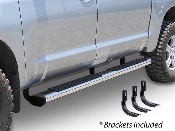 Big Country Truck Accessories - Big Country Truck Accessories - 396030806 - 6in WIDESIDER Platinum Stainless Steel Side Bars Kit - 80in Long + Brackets