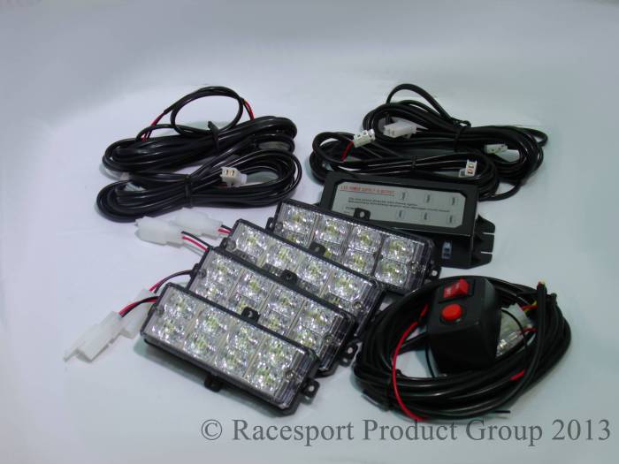 Race Sport - Race Sport LED Grill Strobe Light Kit (Blue/Red) *Law Enforcement* (RS-281-4LED-B/R)