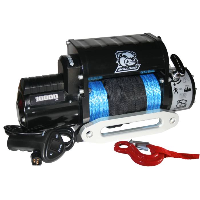 Bulldog Winch - Bulldog Winch 10000lb Winch w/5.8hp Series Wound, Integrated, 100ft Synthetic Rope, Alu Frl (10017)