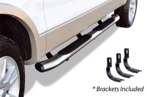Big Country Truck Accessories - Big Country Truck Accessories - 395203878 - 5in WIDESIDER XL Side Bars Kit - 87in Long Chrome + Mounting Brackets (Gas Only) - Image 1